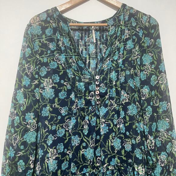 Free people Womens See it through Maxi dress Long sleeve Multicolor size M - Picture 7 of 11